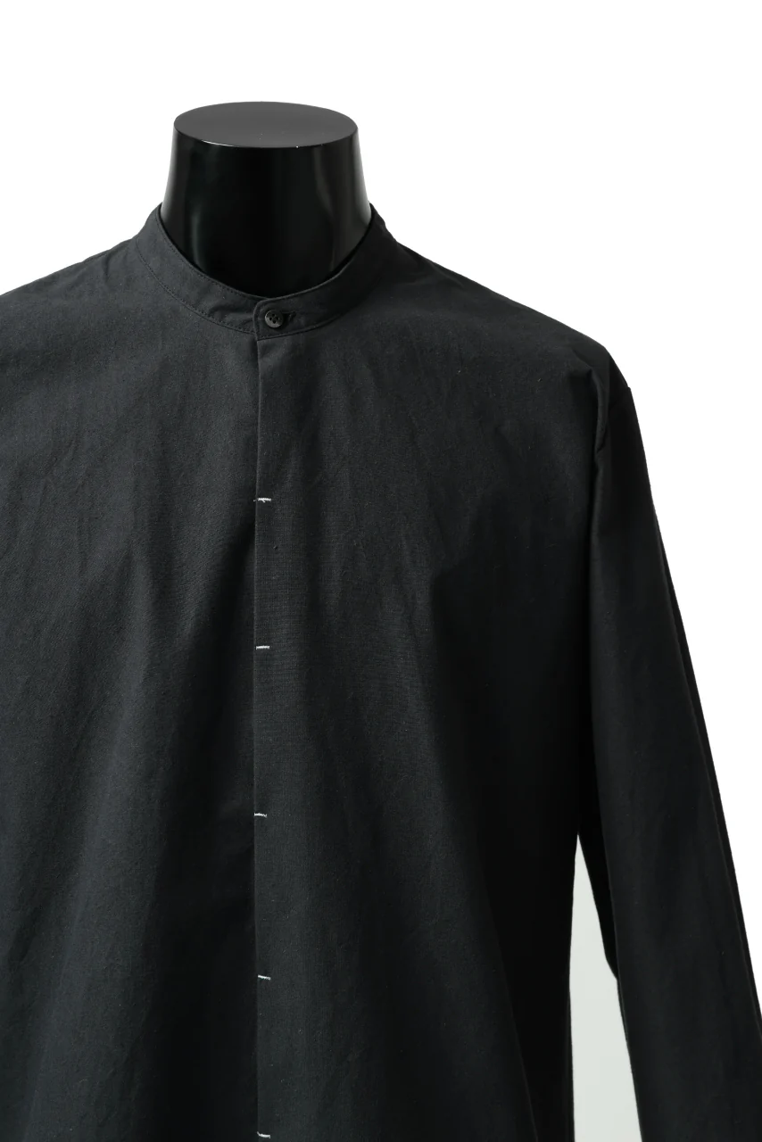 ierib slit middle shirt / boiled waxy cotton (BLACK) - Image 7