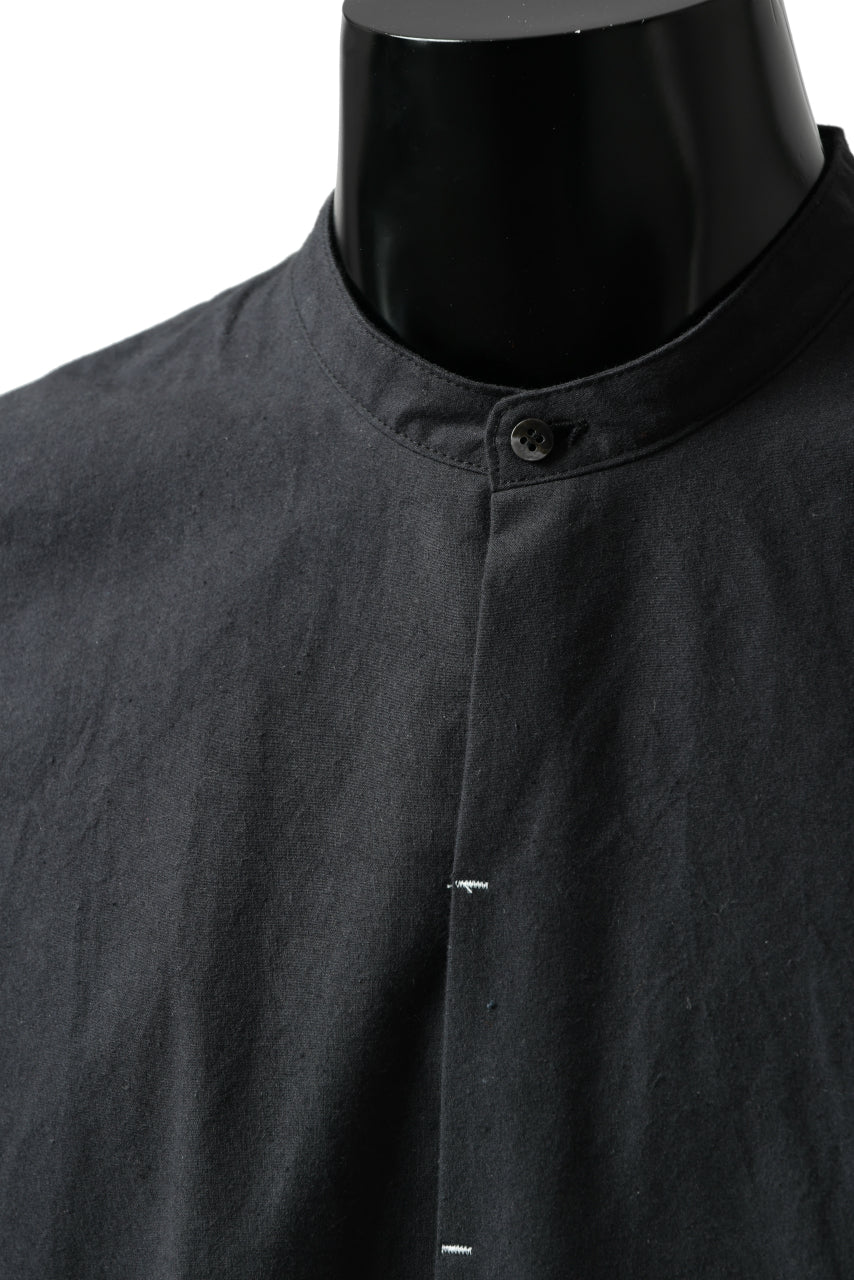 ierib slit middle shirt / boiled waxy cotton (BLACK) - Image 8