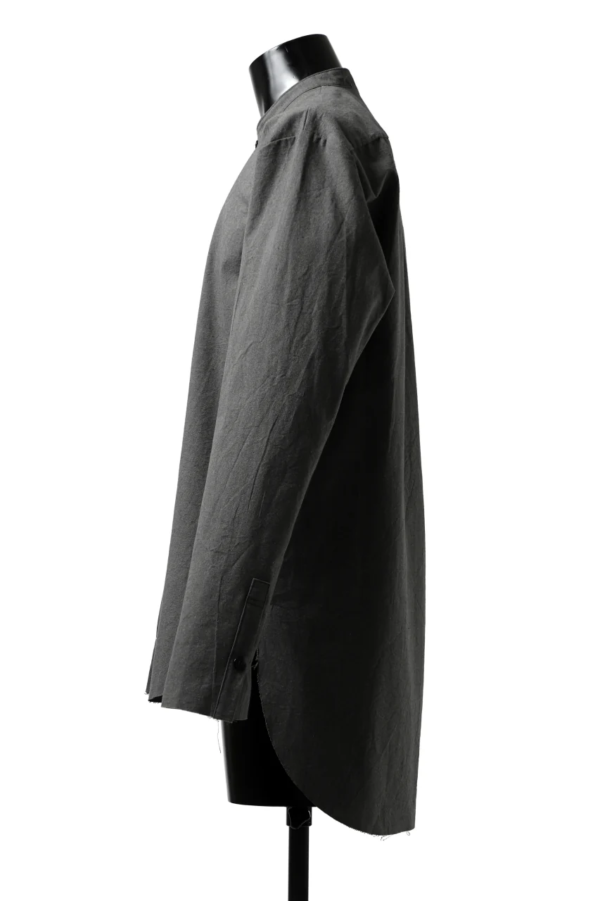 ierib slit middle shirt / boiled waxy cotton (GREY) - Image 10