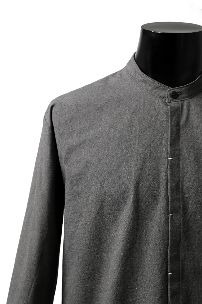 ierib slit middle shirt / boiled waxy cotton (GREY) - Image 14