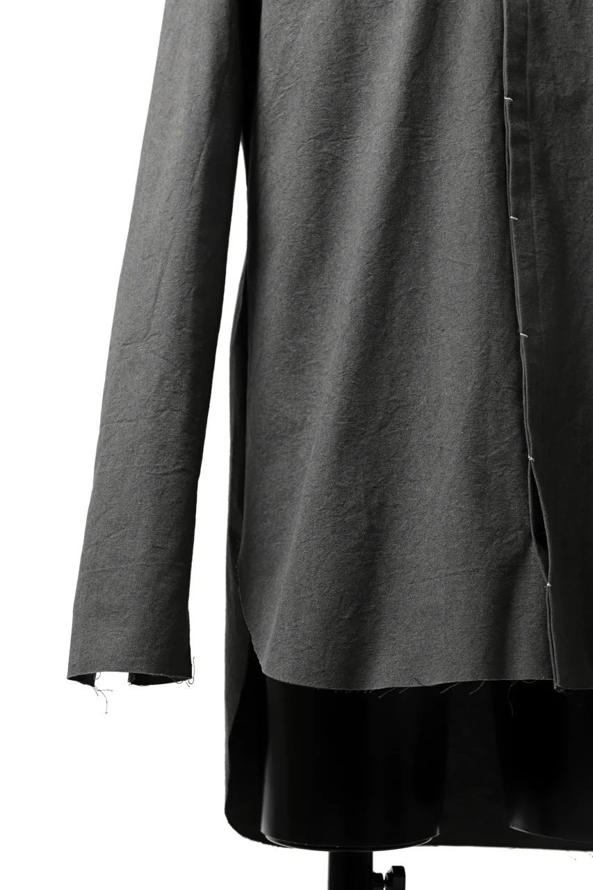 ierib slit middle shirt / boiled waxy cotton (GREY) - Image 18
