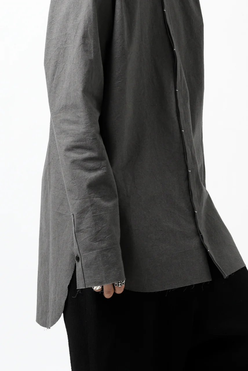 ierib slit middle shirt / boiled waxy cotton (GREY) - Image 28