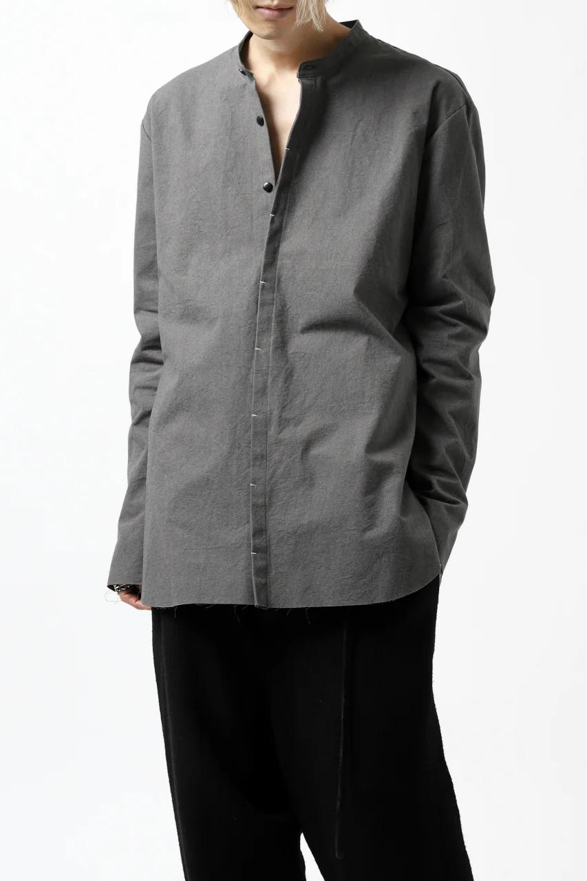 ierib slit middle shirt / boiled waxy cotton (GREY) - Image 3