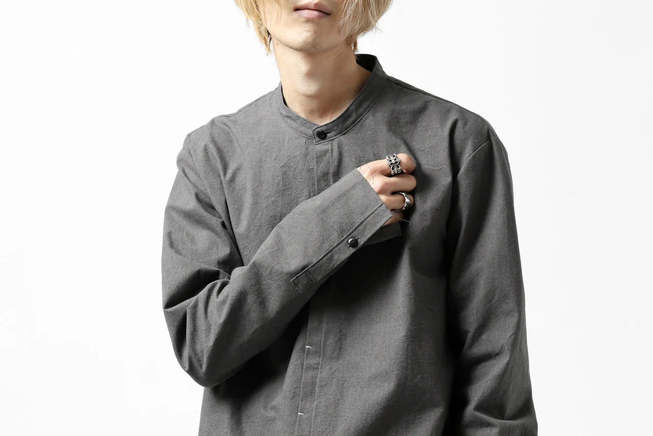 ierib slit middle shirt / boiled waxy cotton (GREY) - Image 31