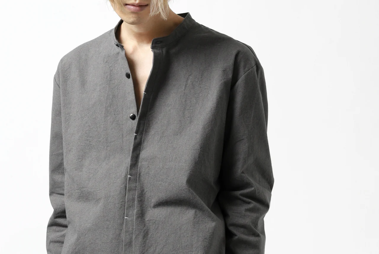 ierib slit middle shirt / boiled waxy cotton (GREY) - Image 33