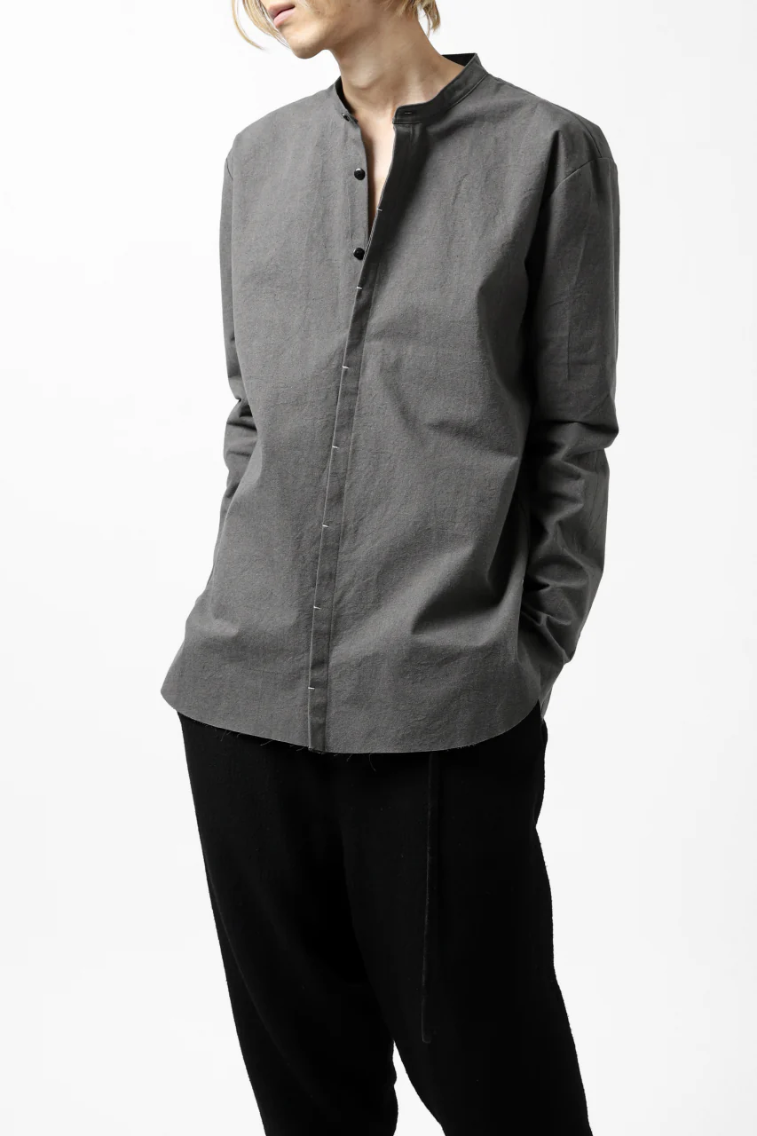 ierib slit middle shirt / boiled waxy cotton (GREY) - Image 5