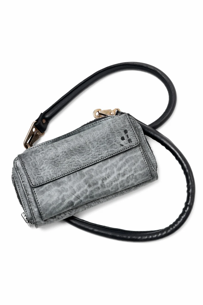 ierib Wallet Bag with Strap / White Waxed Shrunken Horse (BLACK)