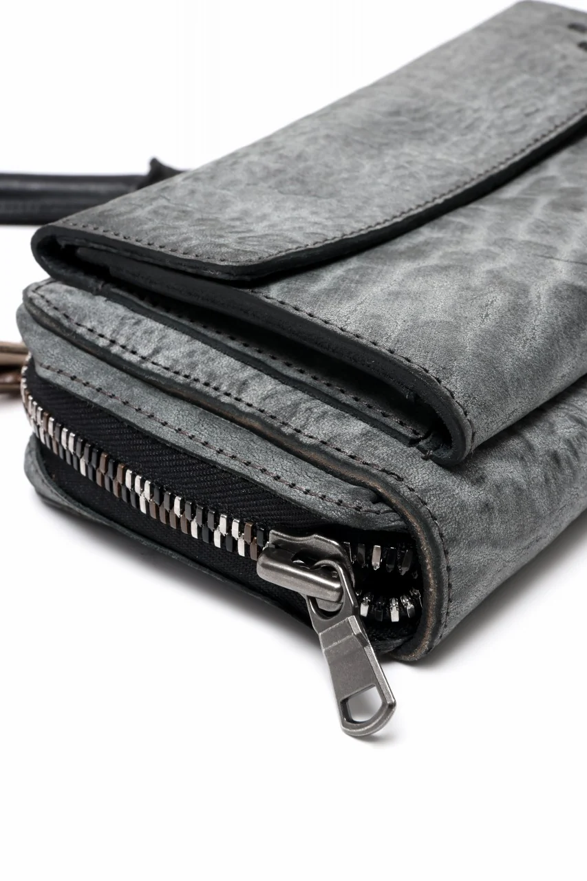 ierib Wallet Bag with Strap / White Waxed Shrunken Horse (BLACK) - Image 10