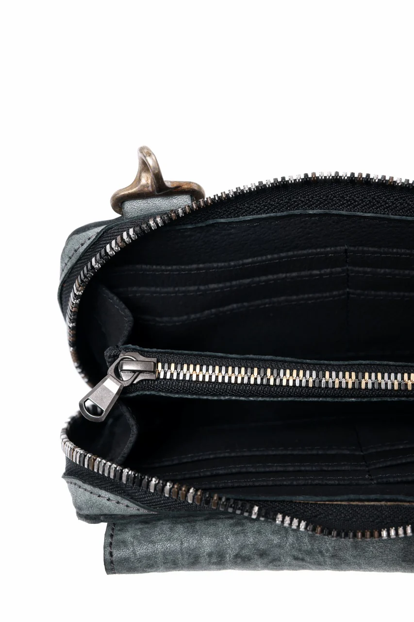 ierib Wallet Bag with Strap / White Waxed Shrunken Horse (BLACK) - Image 19