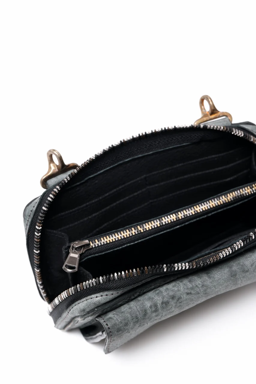 ierib Wallet Bag with Strap / White Waxed Shrunken Horse (BLACK) - Image 20
