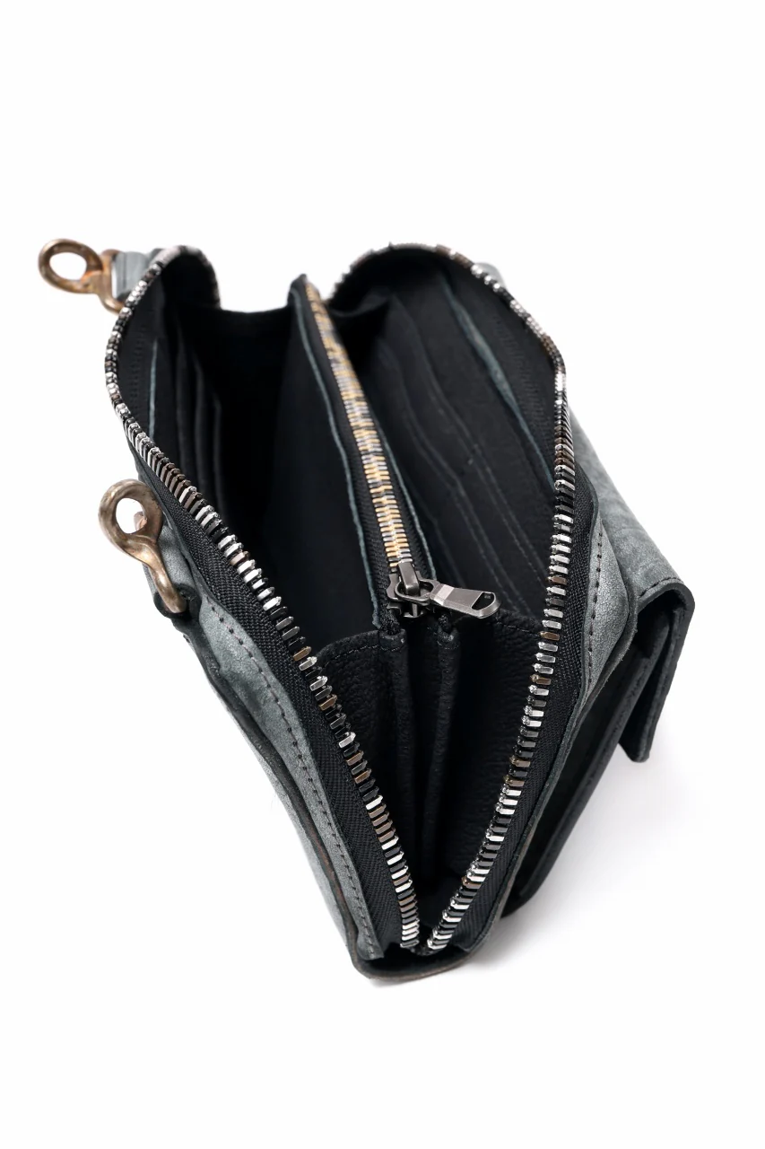 ierib Wallet Bag with Strap / White Waxed Shrunken Horse (BLACK) - Image 21
