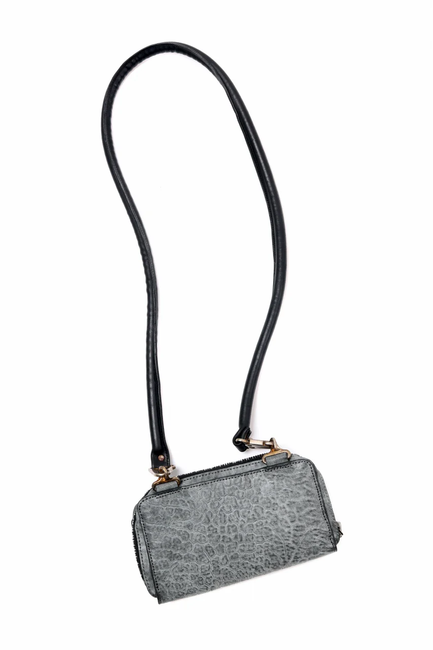 ierib Wallet Bag with Strap / White Waxed Shrunken Horse (BLACK) - Image 3
