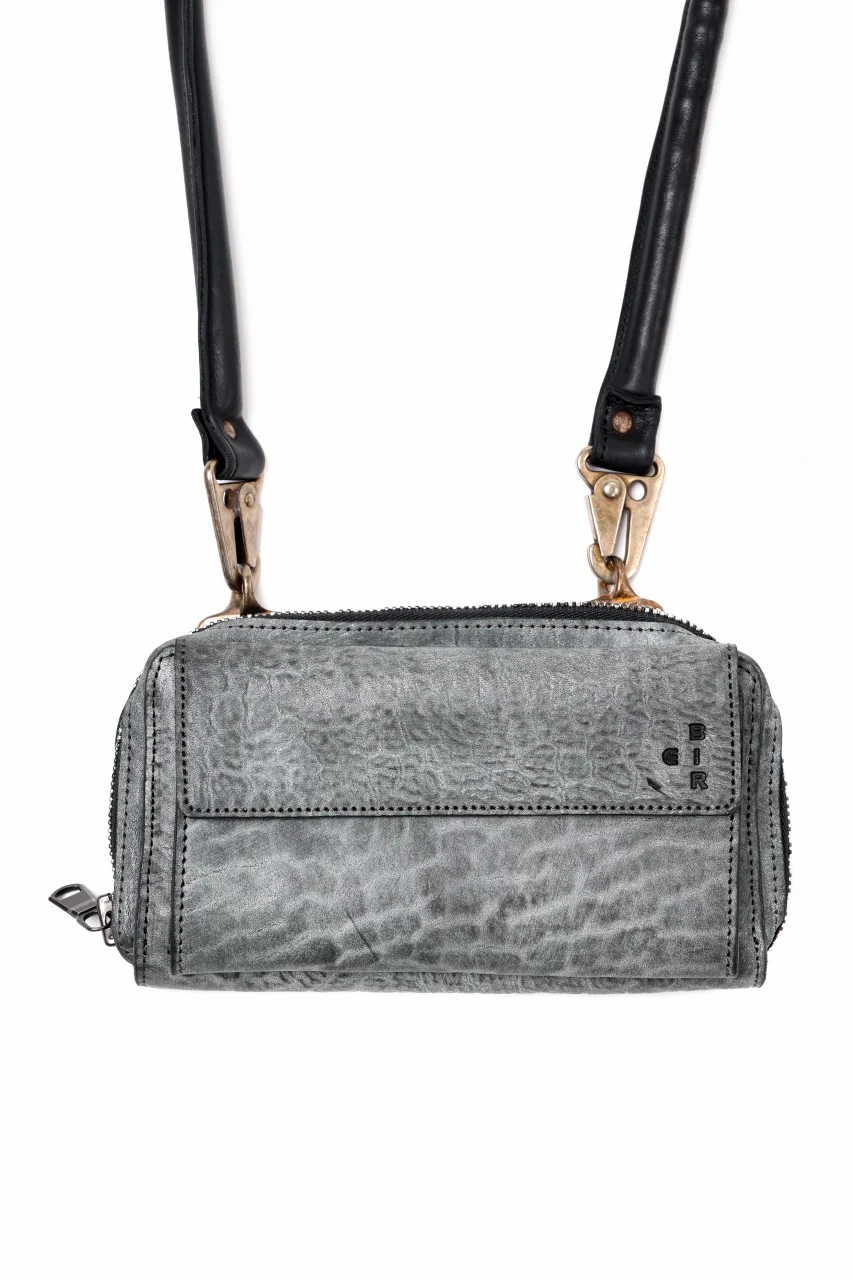 ierib Wallet Bag with Strap / White Waxed Shrunken Horse (BLACK) - Image 5