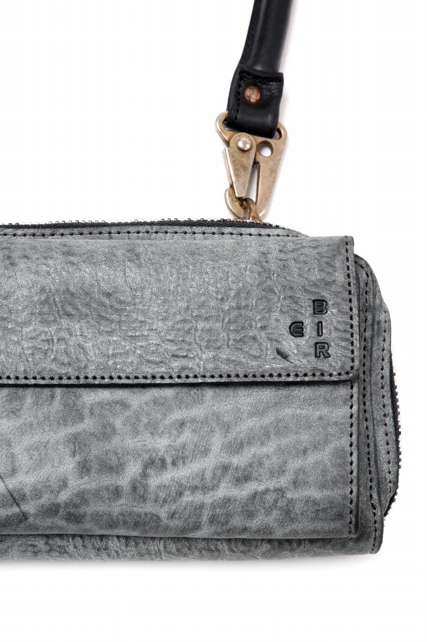 ierib Wallet Bag with Strap / White Waxed Shrunken Horse (BLACK) - Image 7