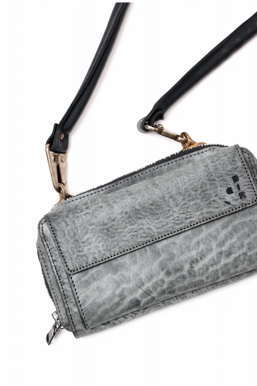 ierib Wallet Bag with Strap / White Waxed Shrunken Horse (BLACK) - Image 8