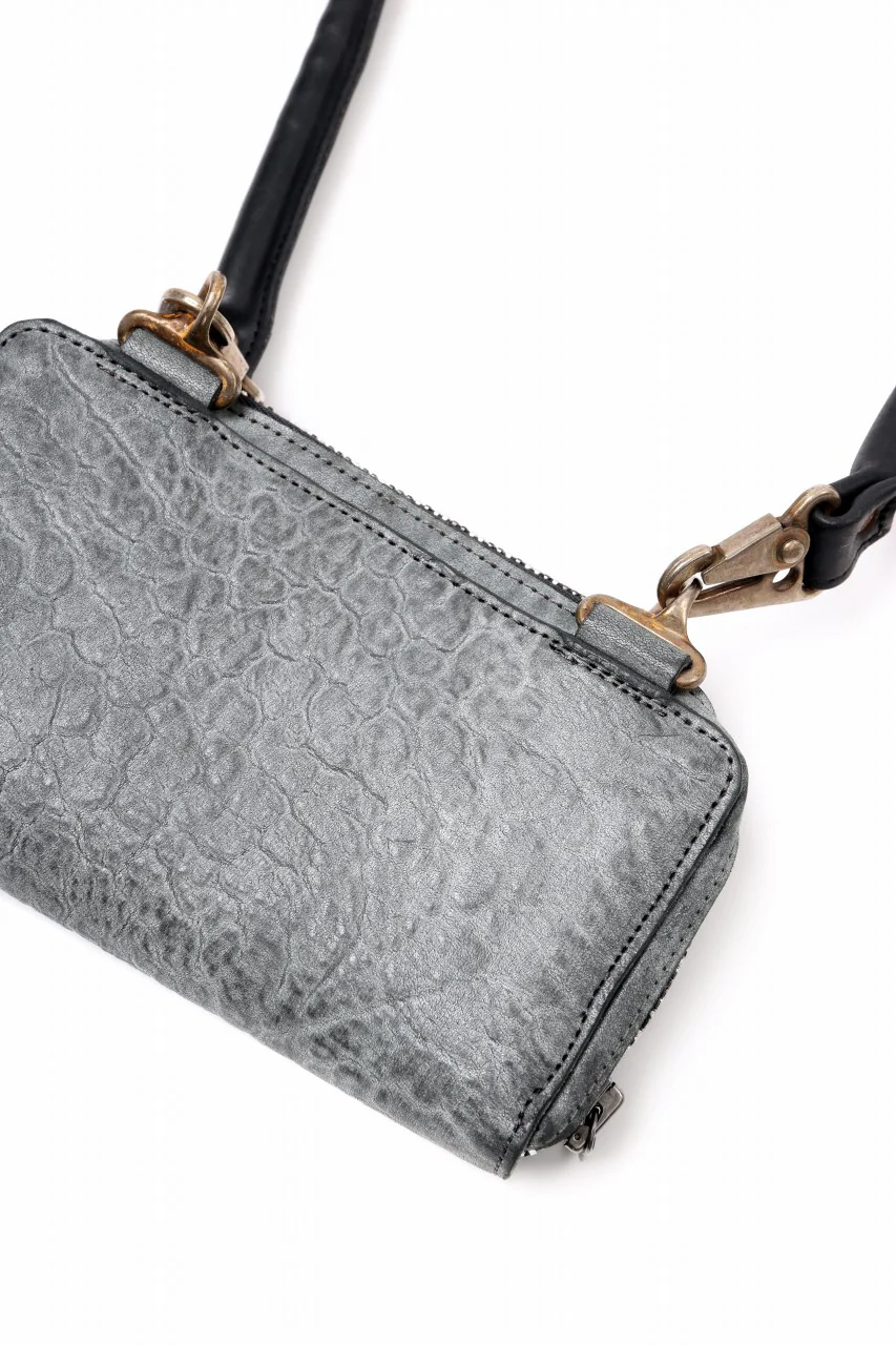 ierib Wallet Bag with Strap / White Waxed Shrunken Horse (BLACK) - Image 9