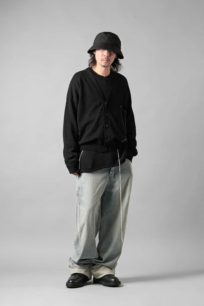 ISABEL BENENATO Biological Knit Cardigan (BLACK) - Image 15