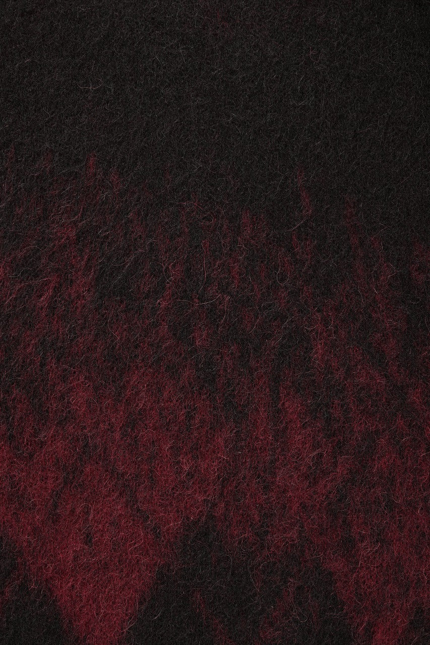 ISABEL BENENATO Gauzed Mohair Crew-Neck Sweater in Shaded Check (BLACK / RED) - Image 14