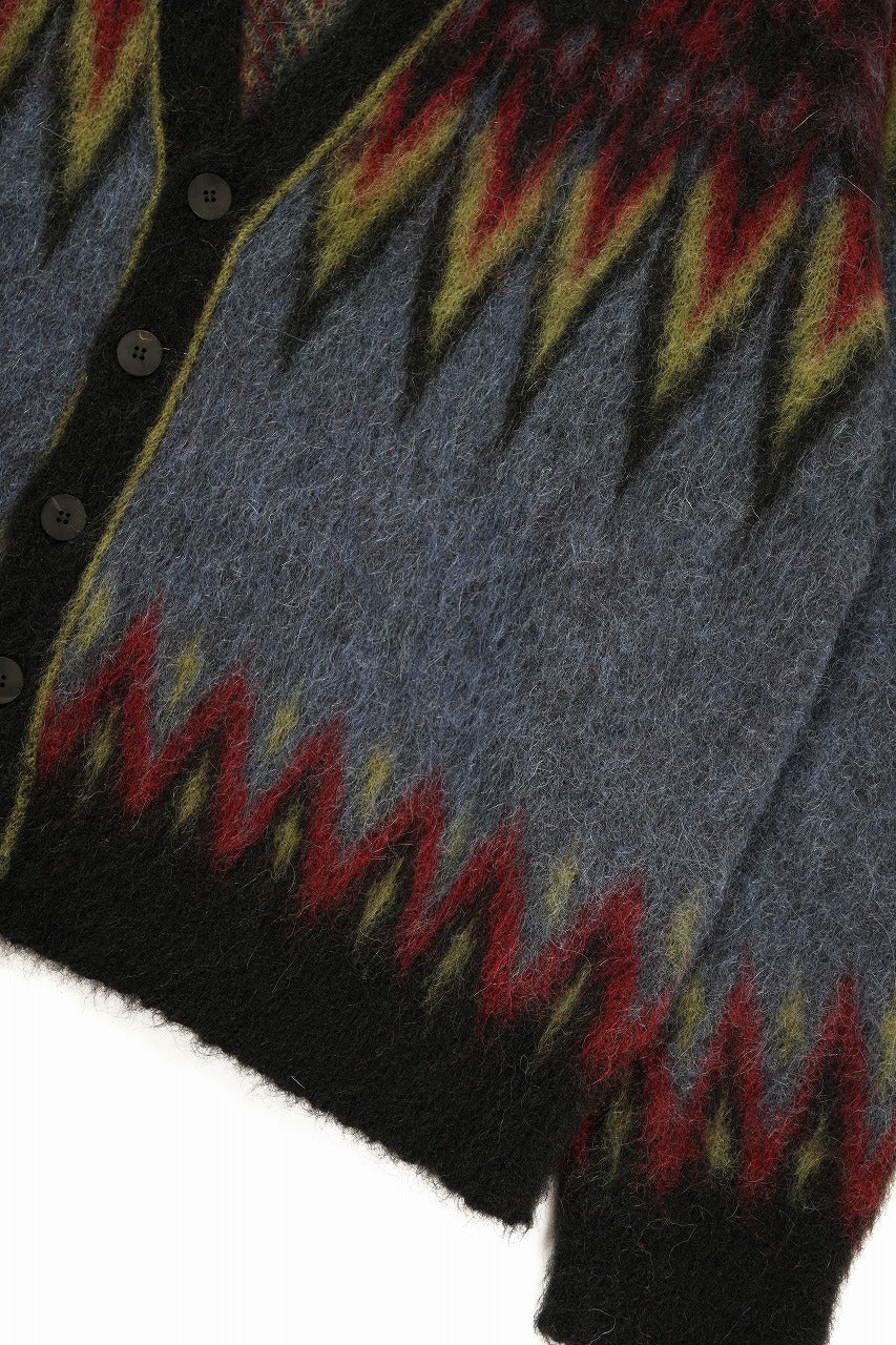 ISABEL BENENATO Geometric Gauzed Mohair Cardigan (PETROLEUM) - Image 10