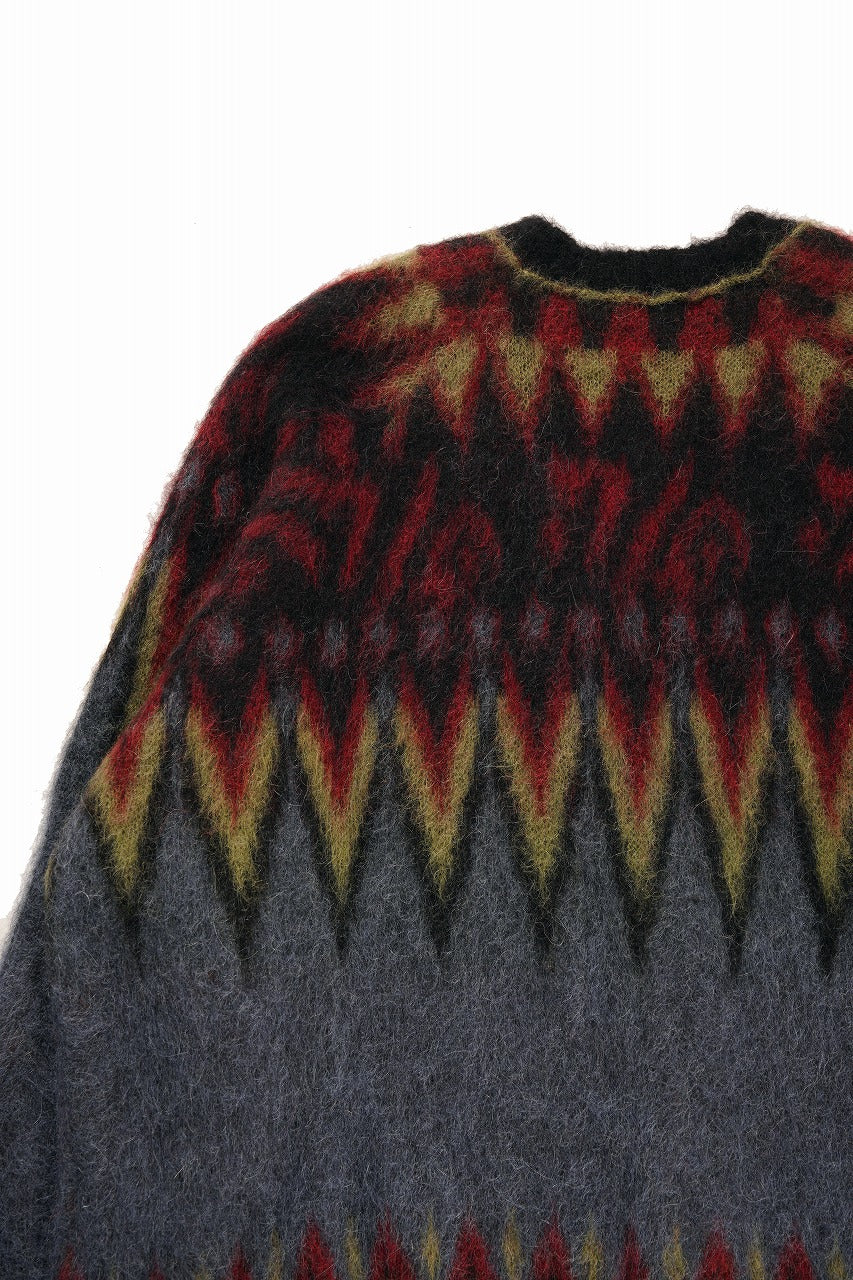 ISABEL BENENATO Geometric Gauzed Mohair Cardigan (PETROLEUM) - Image 11