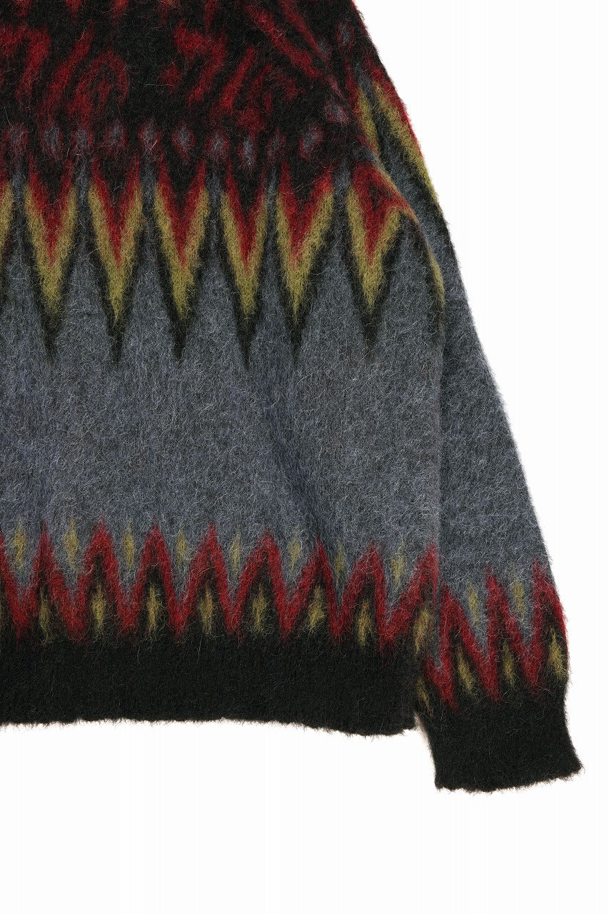 ISABEL BENENATO Geometric Gauzed Mohair Cardigan (PETROLEUM) - Image 12