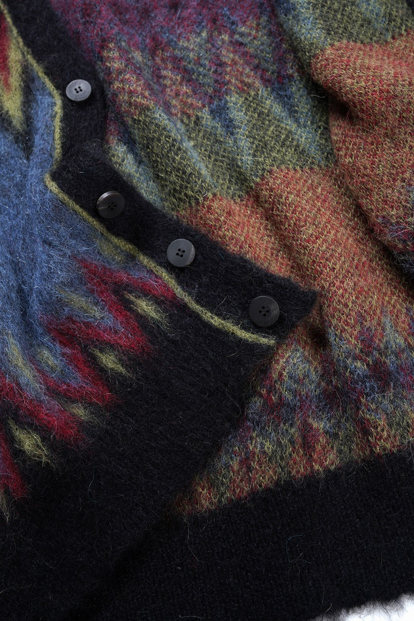 ISABEL BENENATO Geometric Gauzed Mohair Cardigan (PETROLEUM) - Image 13