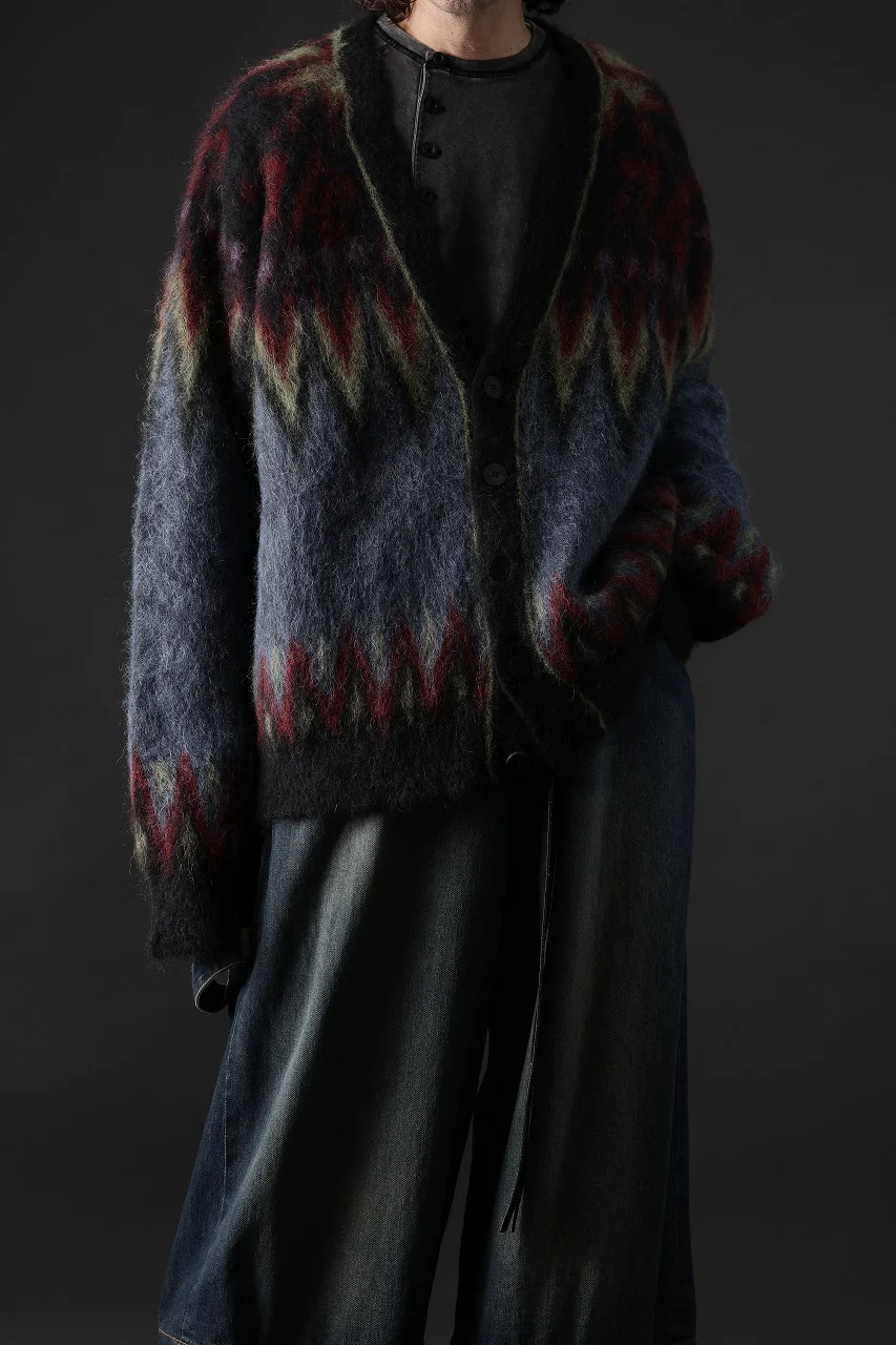 ISABEL BENENATO Geometric Gauzed Mohair Cardigan (PETROLEUM) - Image 17