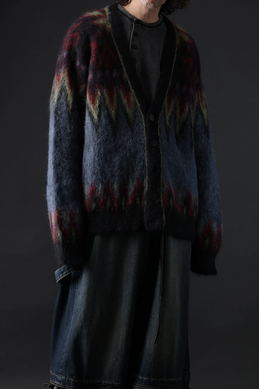 ISABEL BENENATO Geometric Gauzed Mohair Cardigan (PETROLEUM) - Image 18
