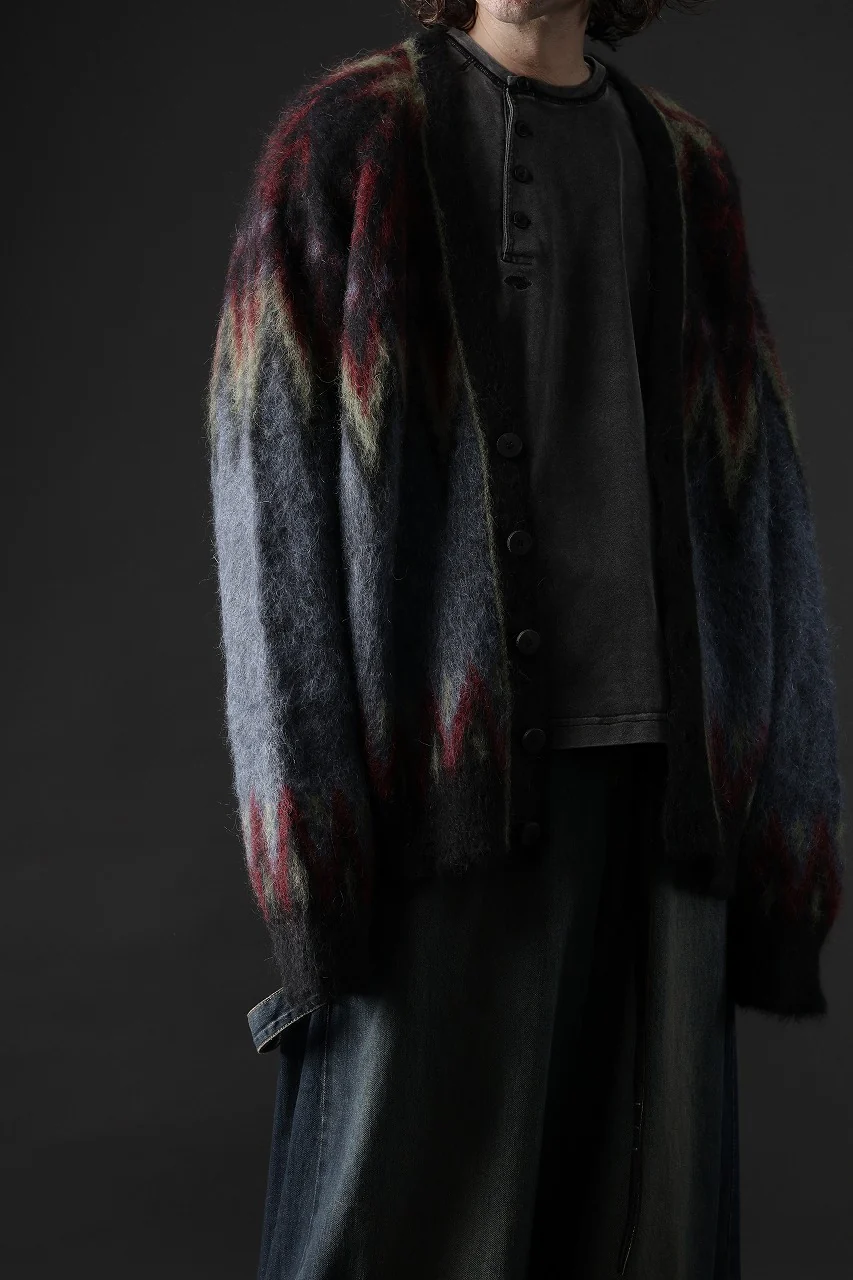 ISABEL BENENATO Geometric Gauzed Mohair Cardigan (PETROLEUM) - Image 19