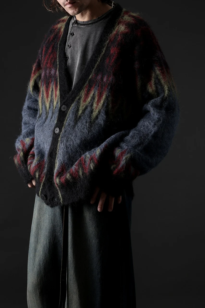 ISABEL BENENATO Geometric Gauzed Mohair Cardigan (PETROLEUM) - Image 20