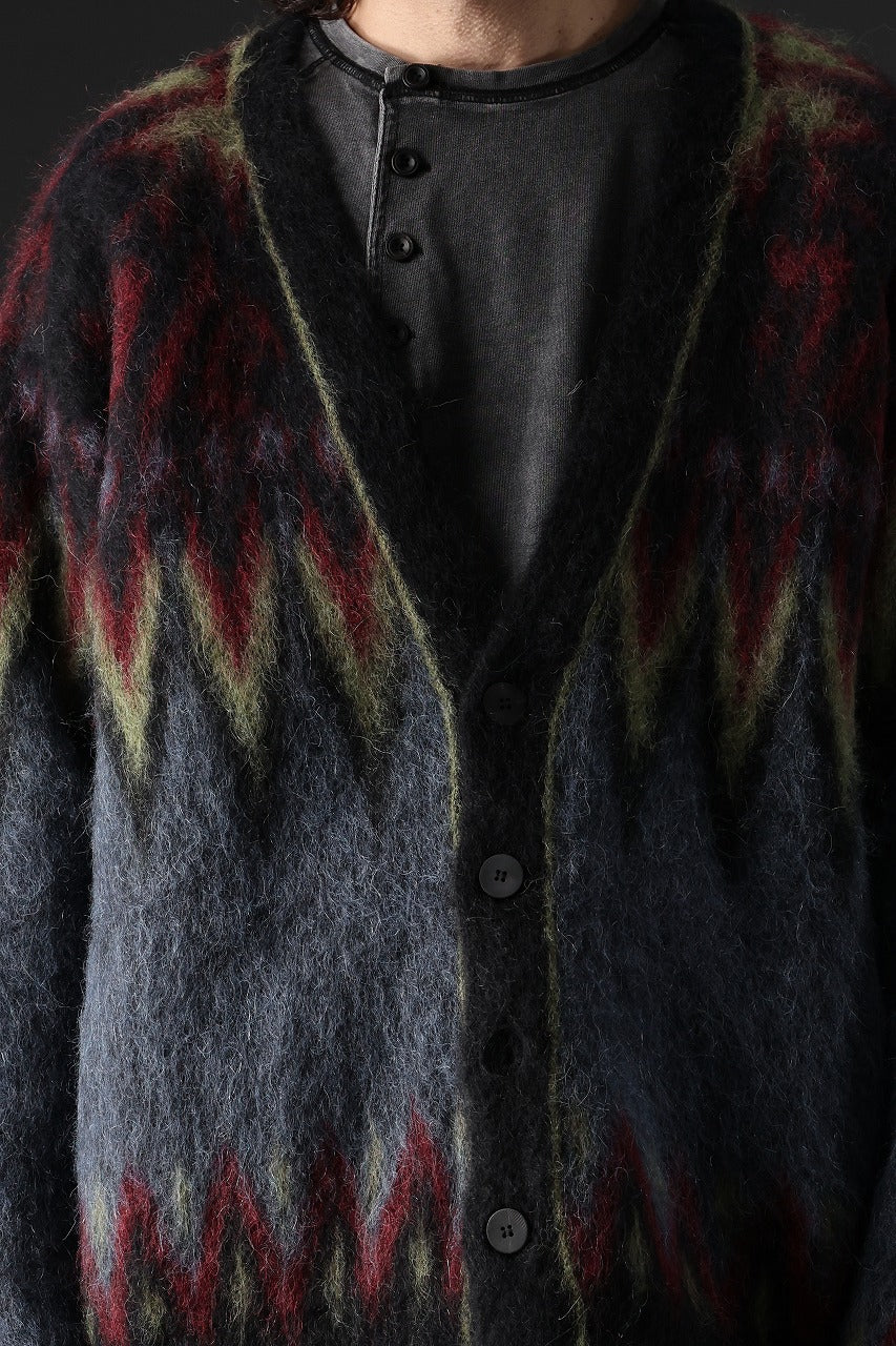 ISABEL BENENATO Geometric Gauzed Mohair Cardigan (PETROLEUM) - Image 21