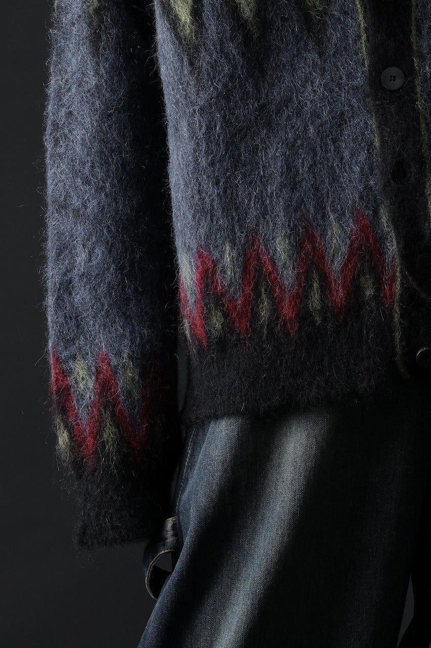 ISABEL BENENATO Geometric Gauzed Mohair Cardigan (PETROLEUM) - Image 22