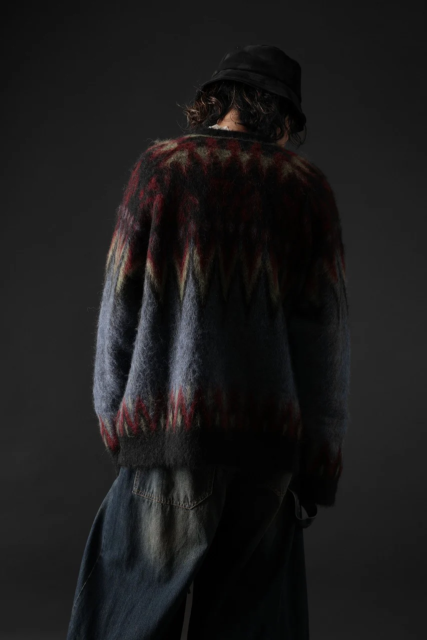 ISABEL BENENATO Geometric Gauzed Mohair Cardigan (PETROLEUM) - Image 24