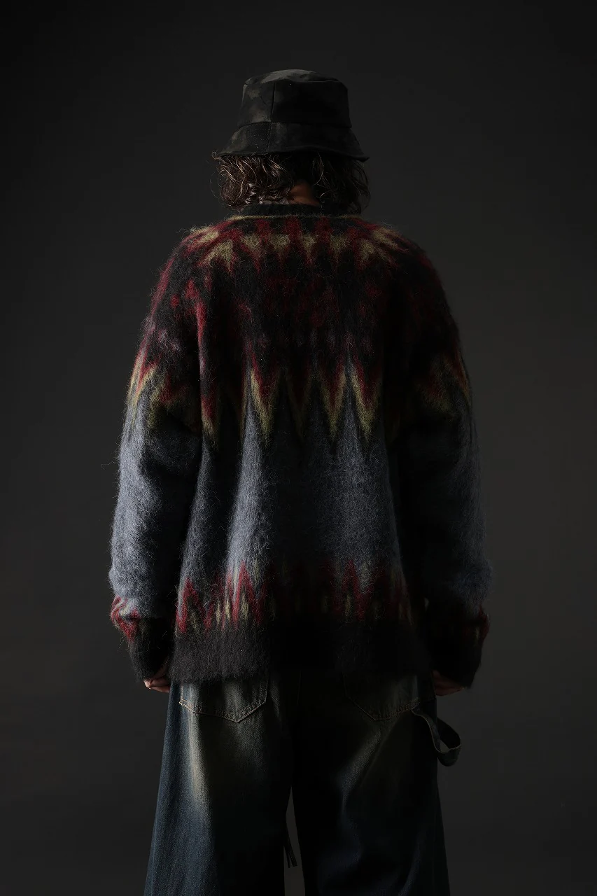 ISABEL BENENATO Geometric Gauzed Mohair Cardigan (PETROLEUM) - Image 25