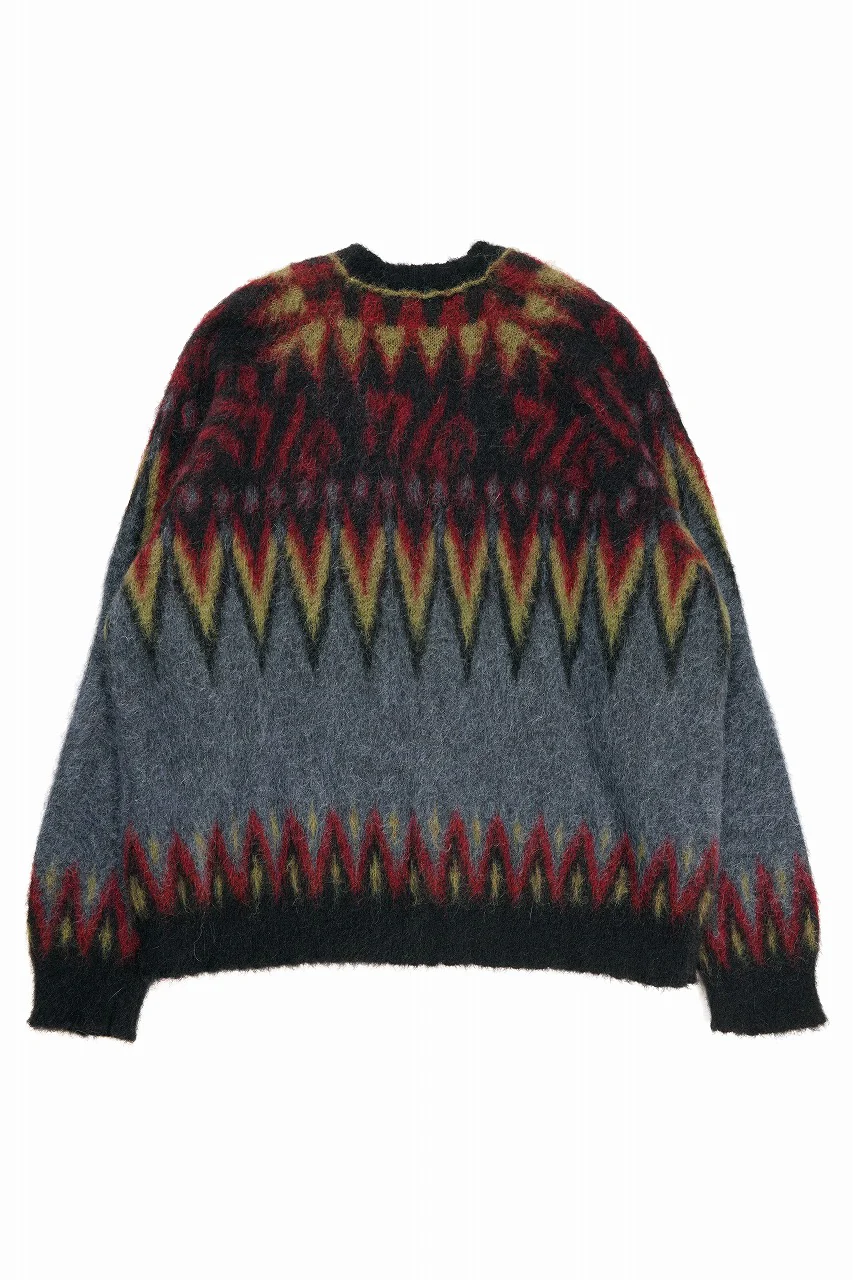 ISABEL BENENATO Geometric Gauzed Mohair Cardigan (PETROLEUM) - Image 4