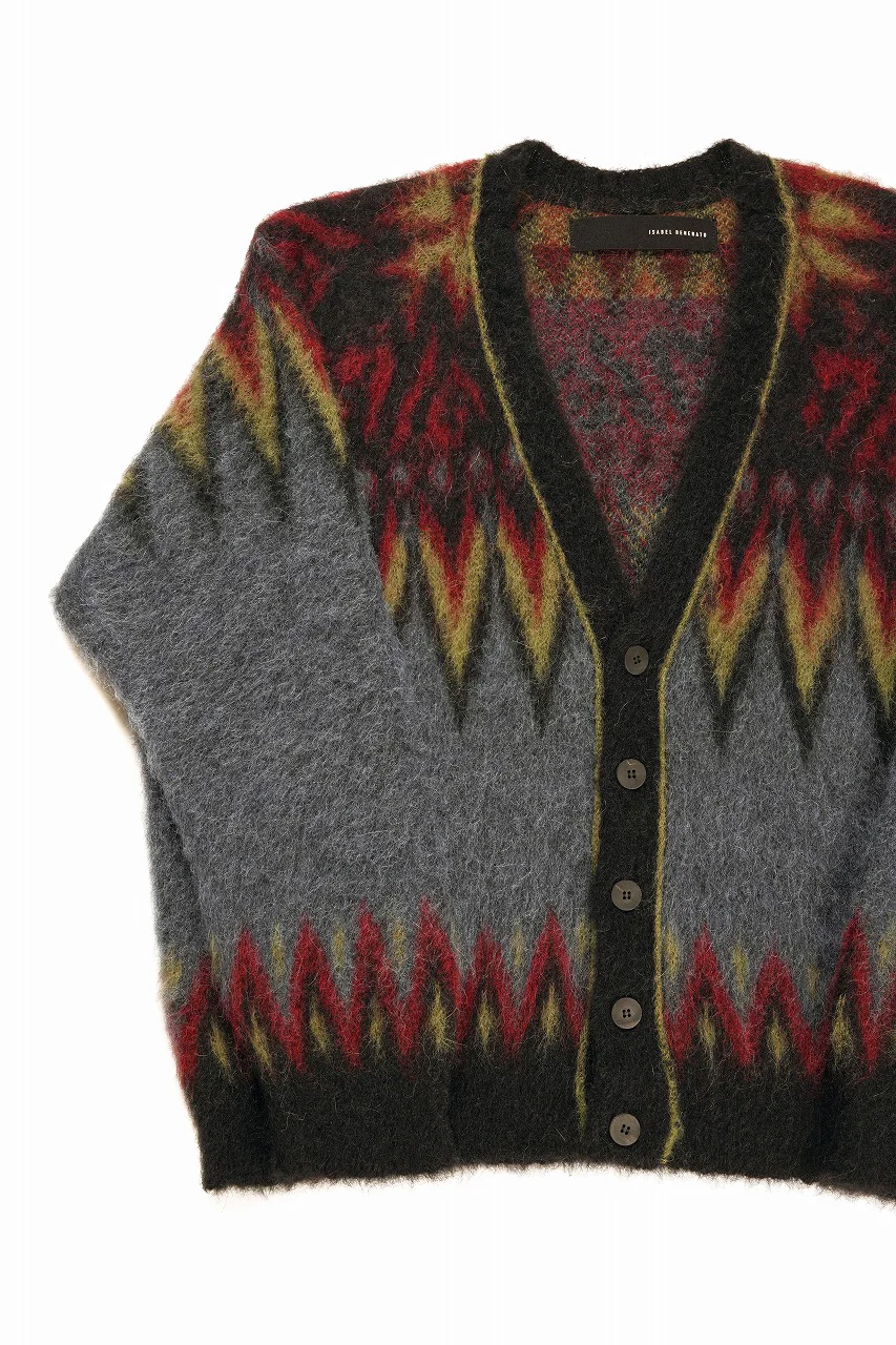 ISABEL BENENATO Geometric Gauzed Mohair Cardigan (PETROLEUM) - Image 5
