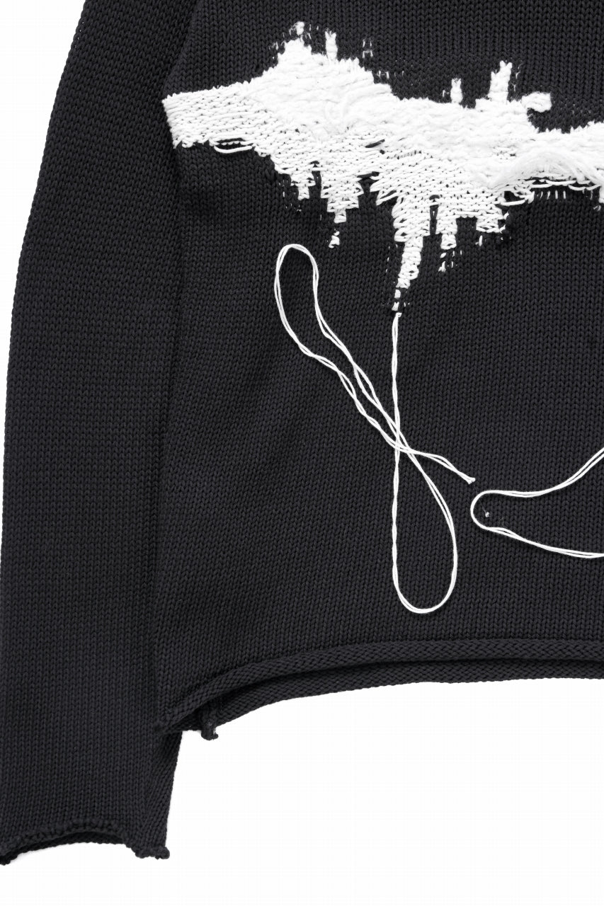 ISABEL BENENATO Intarsia Knit Crew Neck Sweater (BLACK) - Image 10
