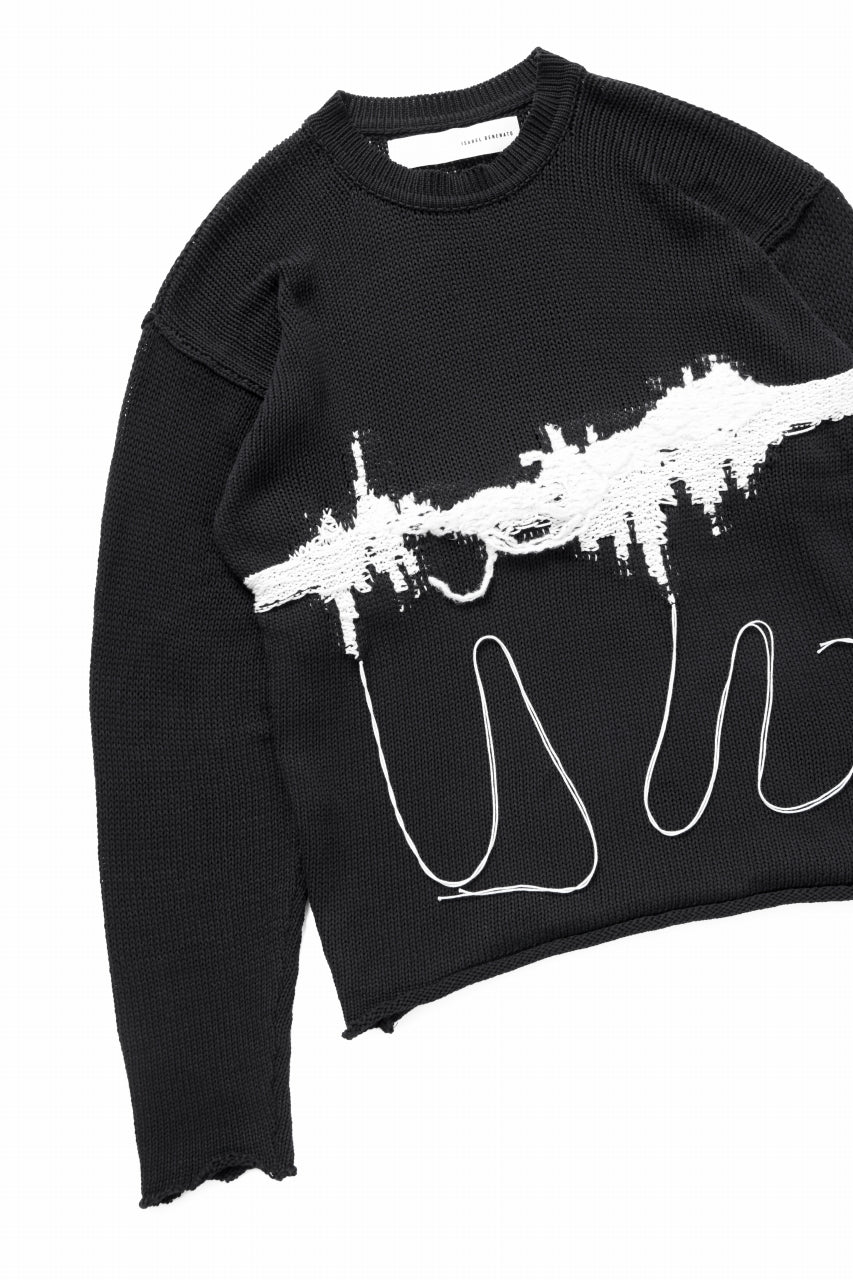ISABEL BENENATO Intarsia Knit Crew Neck Sweater (BLACK) - Image 12