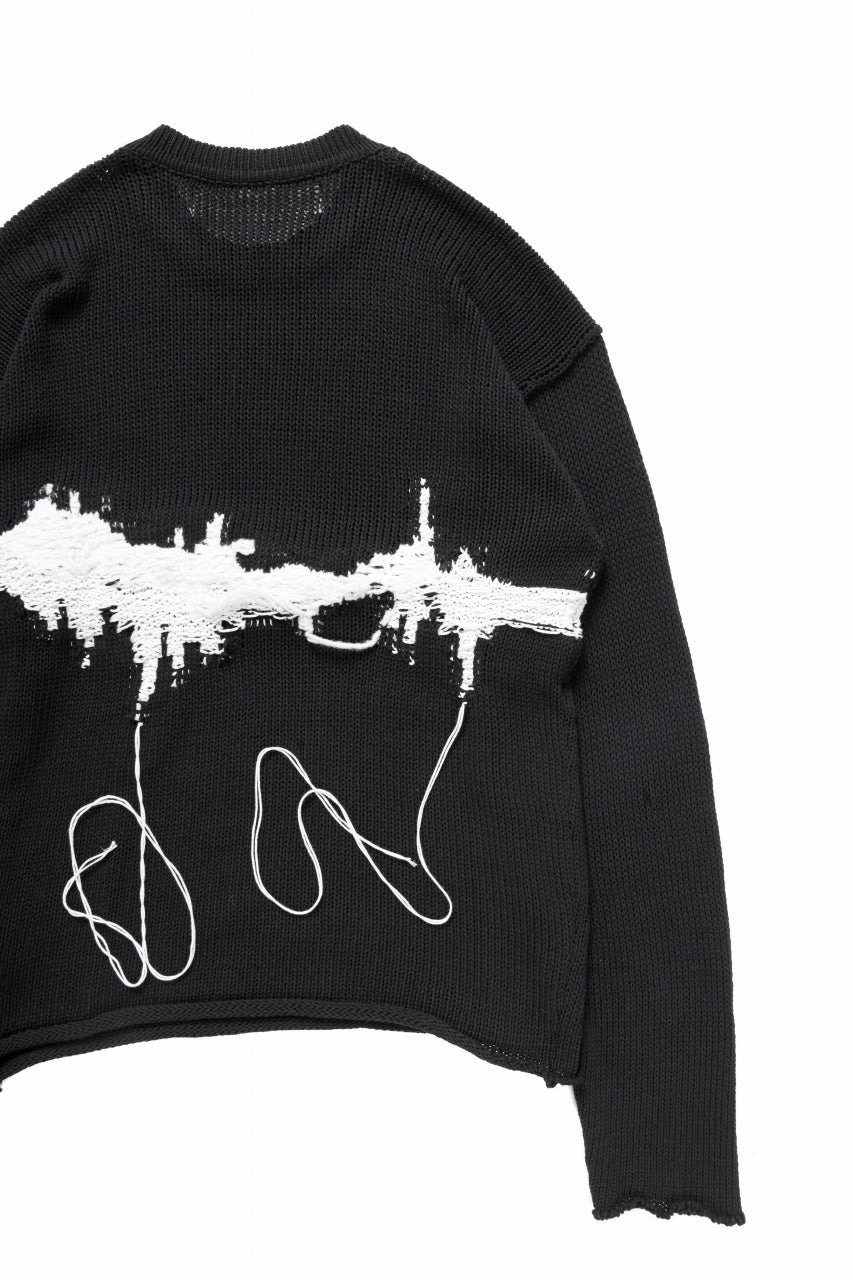 ISABEL BENENATO Intarsia Knit Crew Neck Sweater (BLACK) - Image 14