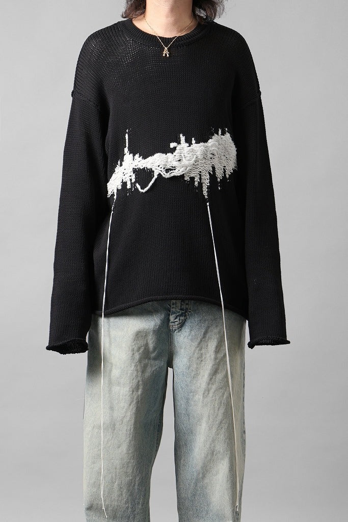 ISABEL BENENATO Intarsia Knit Crew Neck Sweater (BLACK) - Image 16