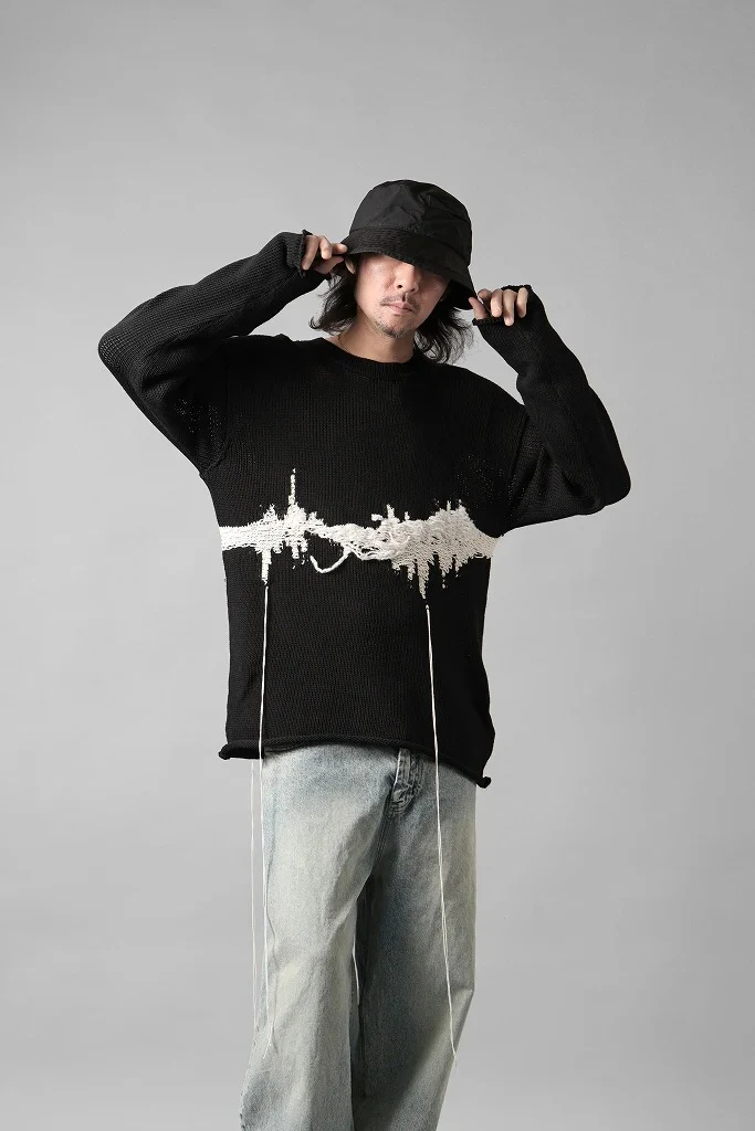 ISABEL BENENATO Intarsia Knit Crew Neck Sweater (BLACK) - Image 17