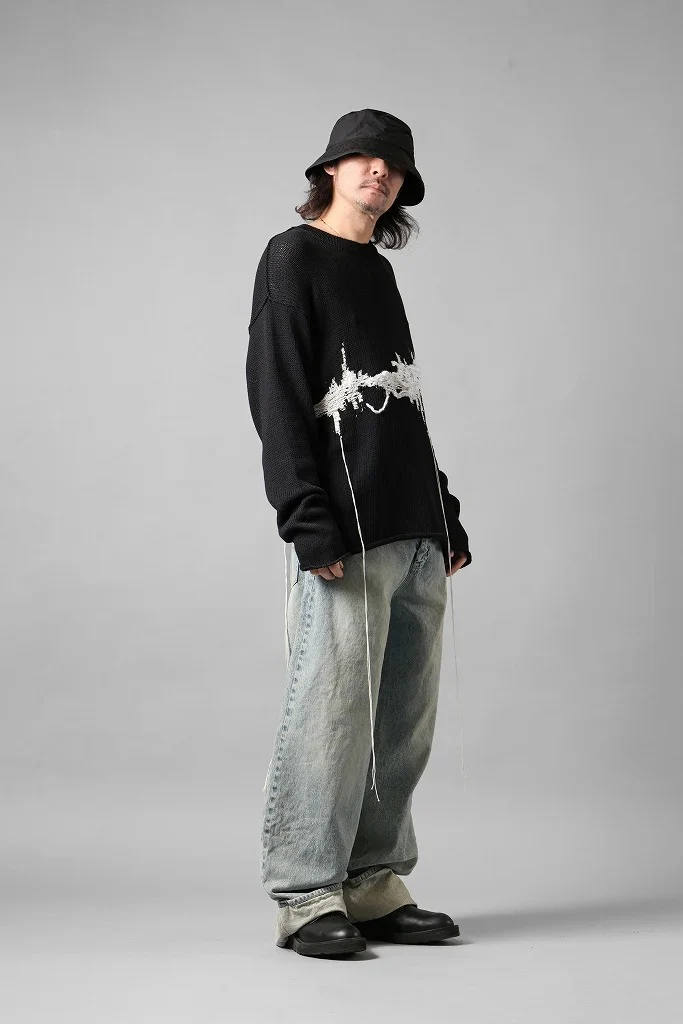 ISABEL BENENATO Intarsia Knit Crew Neck Sweater (BLACK) - Image 20