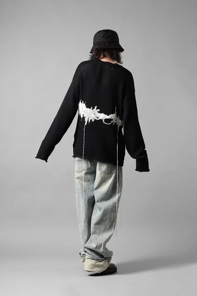 ISABEL BENENATO Intarsia Knit Crew Neck Sweater (BLACK) - Image 21