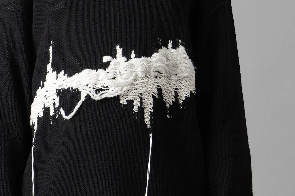 ISABEL BENENATO Intarsia Knit Crew Neck Sweater (BLACK) - Image 24