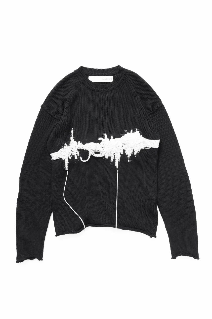ISABEL BENENATO Intarsia Knit Crew Neck Sweater (BLACK) - Image 3