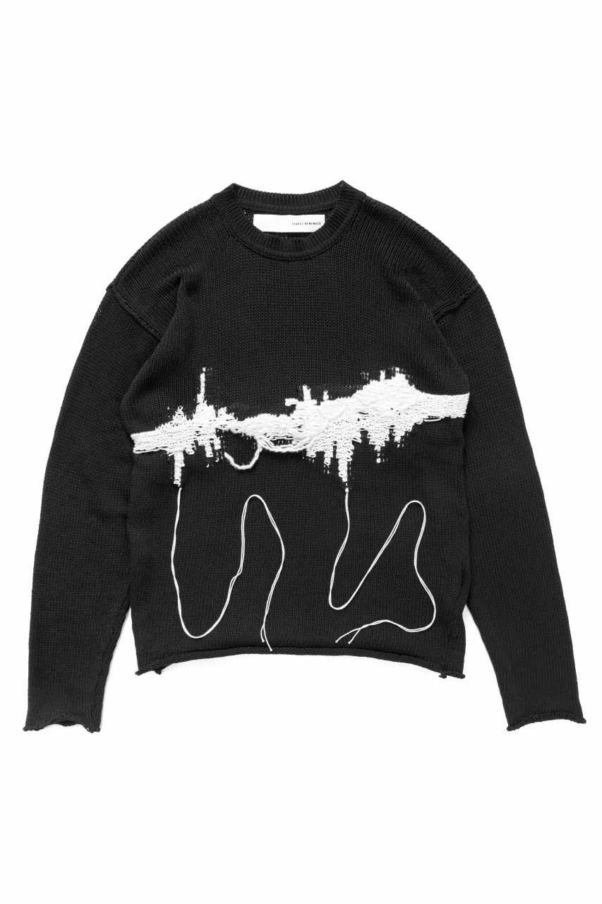 ISABEL BENENATO Intarsia Knit Crew Neck Sweater (BLACK) - Image 4