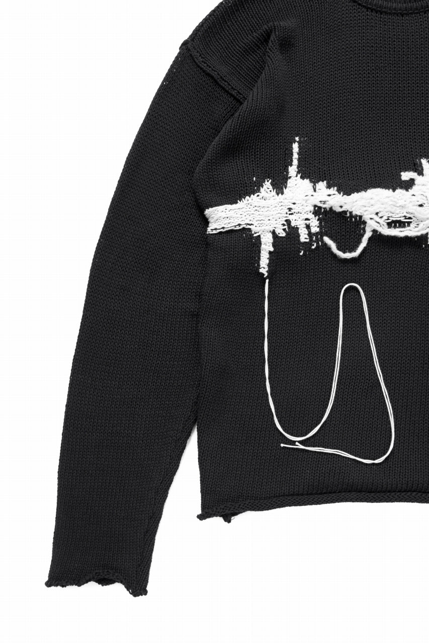 ISABEL BENENATO Intarsia Knit Crew Neck Sweater (BLACK) - Image 8