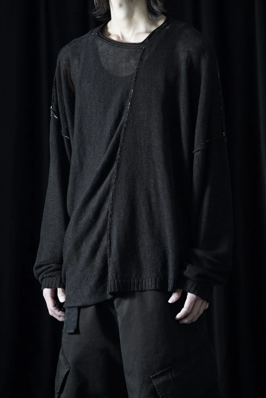 ISABEL BENENATO Linen Crew-Neck Sweater (BLACK) - Image 10