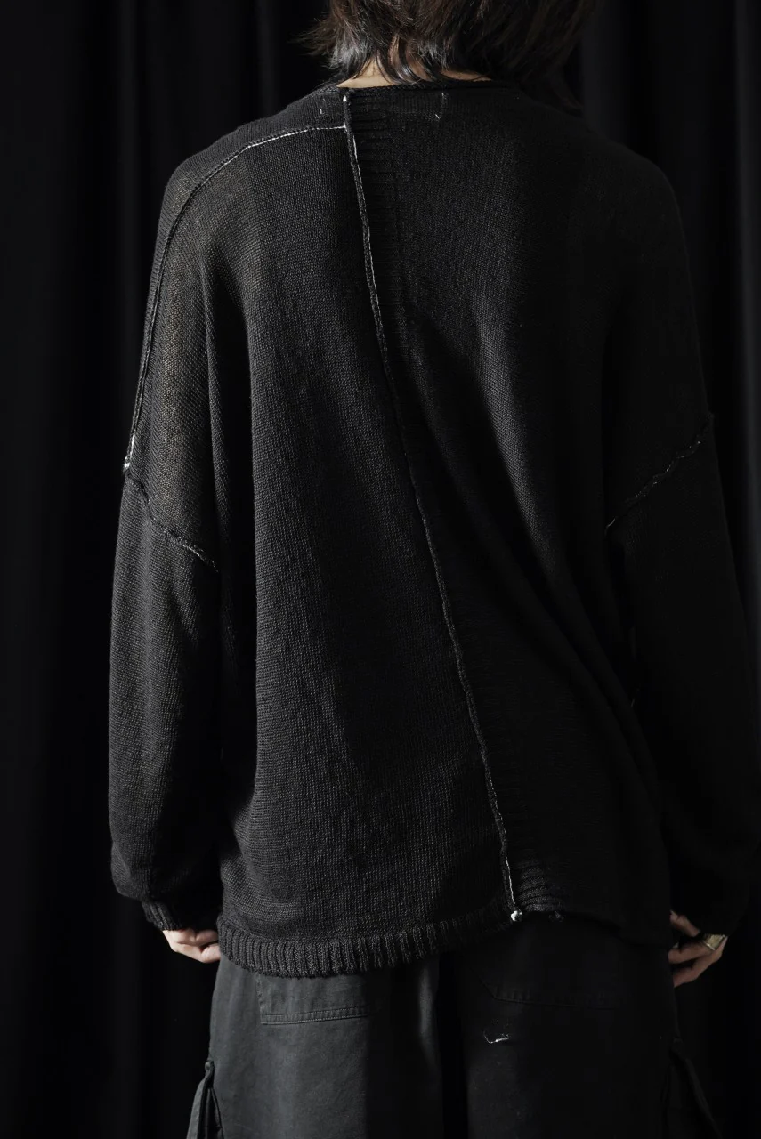 ISABEL BENENATO Linen Crew-Neck Sweater (BLACK) - Image 11