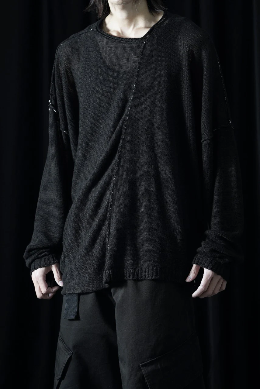 ISABEL BENENATO Linen Crew-Neck Sweater (BLACK) - Image 12